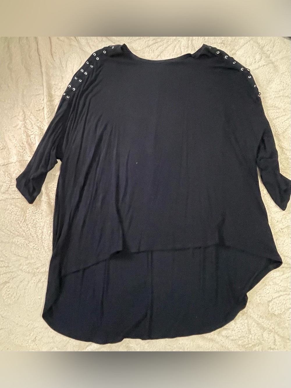 Black Eyelet-Shoulder Dolman Top - Women